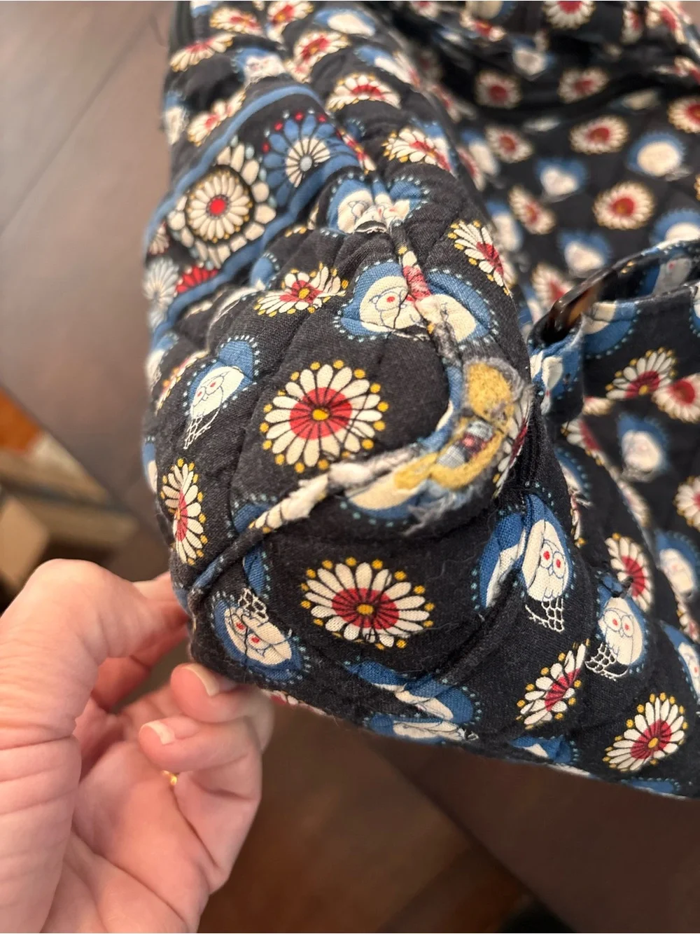 Vera Bradley Owl Black Quilted Floral & Medallion Backpack